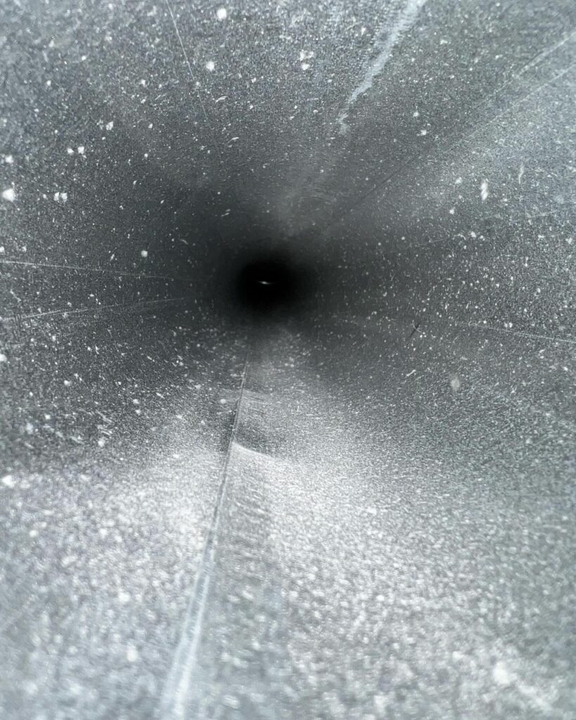 Clean metal ventilation duct interior