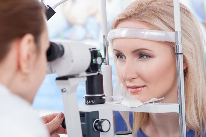 Comprehensive eye exam using advanced diagnostic equipment.